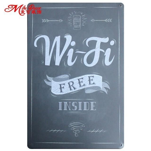 WiFi Poster Gratuit vintage tin plate Home PUB BAR CAFE BOUTIQUE Wall Decor