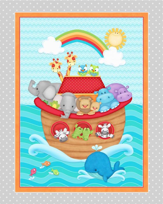 Ark with Animals Panel for quilt