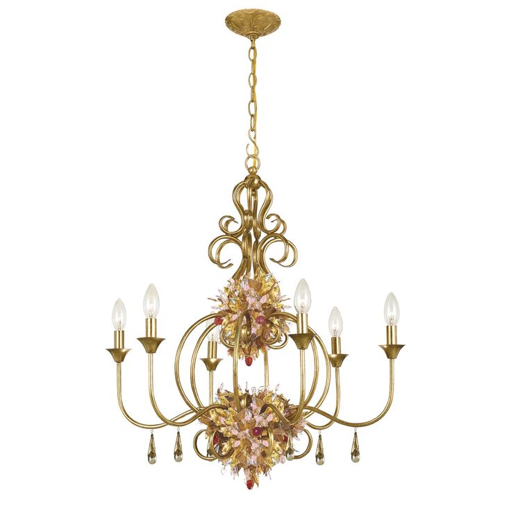 Crystorama Lighting 406 GA 6 Light Fiore Chandelier Antique Gold Leaf At ATG Stores Crystorama Lighting 406 GA 6 Light Fiore Chandelier Antique Gold Leaf At ATG Stores