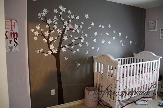 Zeitgenössische Kirschblüte Baum Wandtattoo für Kinderzimmer. Kontaktieren Si...