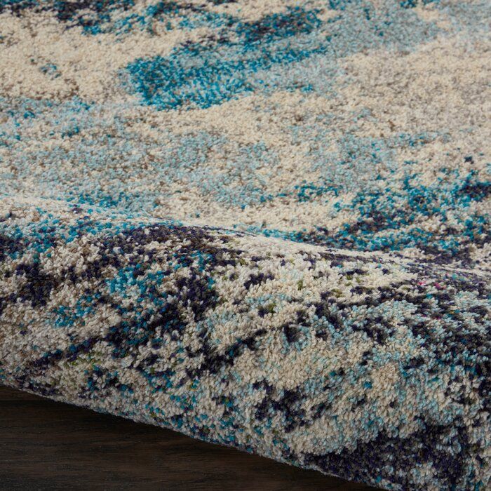 Talmo Abstract Ivory Teal Blue Area Rug Blue Area Rugs Blue Area Colorful Area Rug