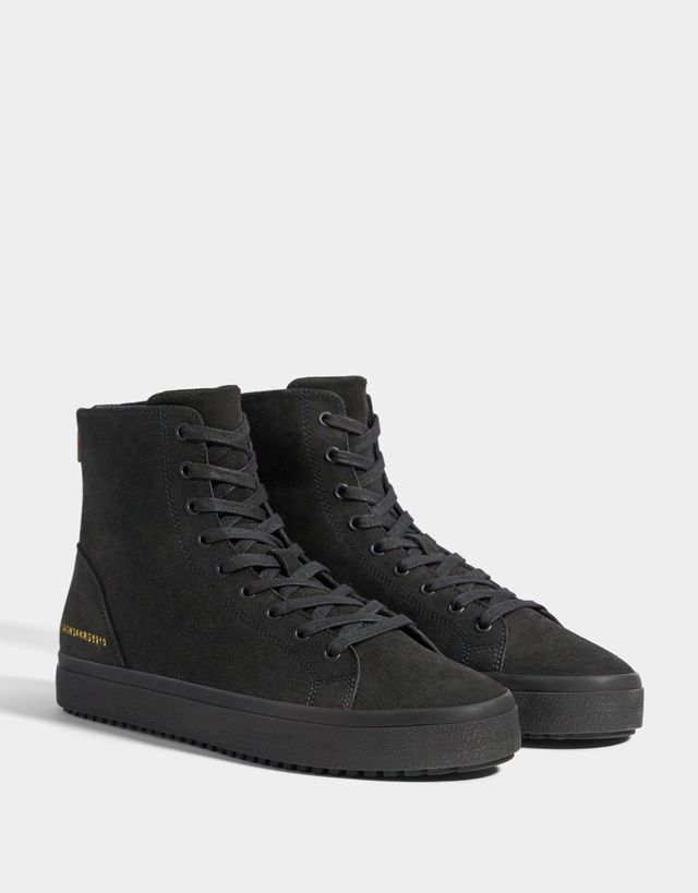 Deri Yuksek Bilekli Spor Ayakkabi Ayakkabi Bershka Turkey Ayakkabi Erkek High Top Topuklular