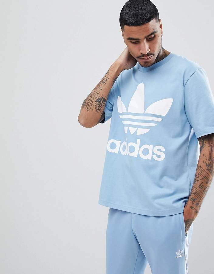 Adidas Originals Adicolor Oversized T Shirt In Boxy Fit In Blue Cw1214 Adidas Outfit Oversized Tshirt Shirts