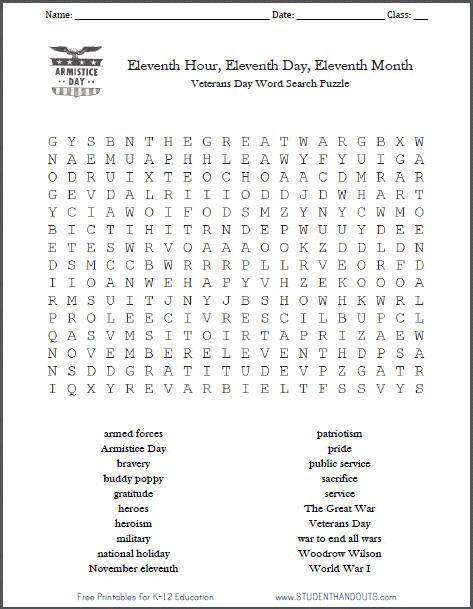 4th grade veterans day worksheets words veterans day