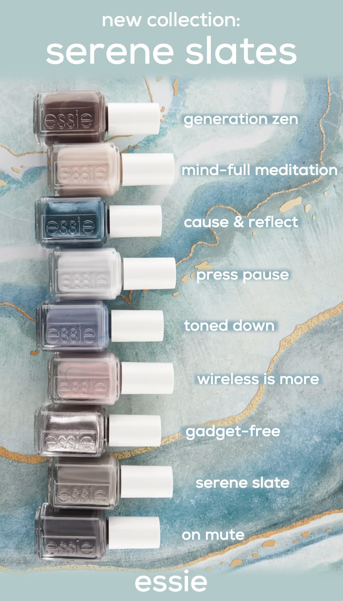 meet the 9 new shades in the essie serene slates nail essie light pink nail polish