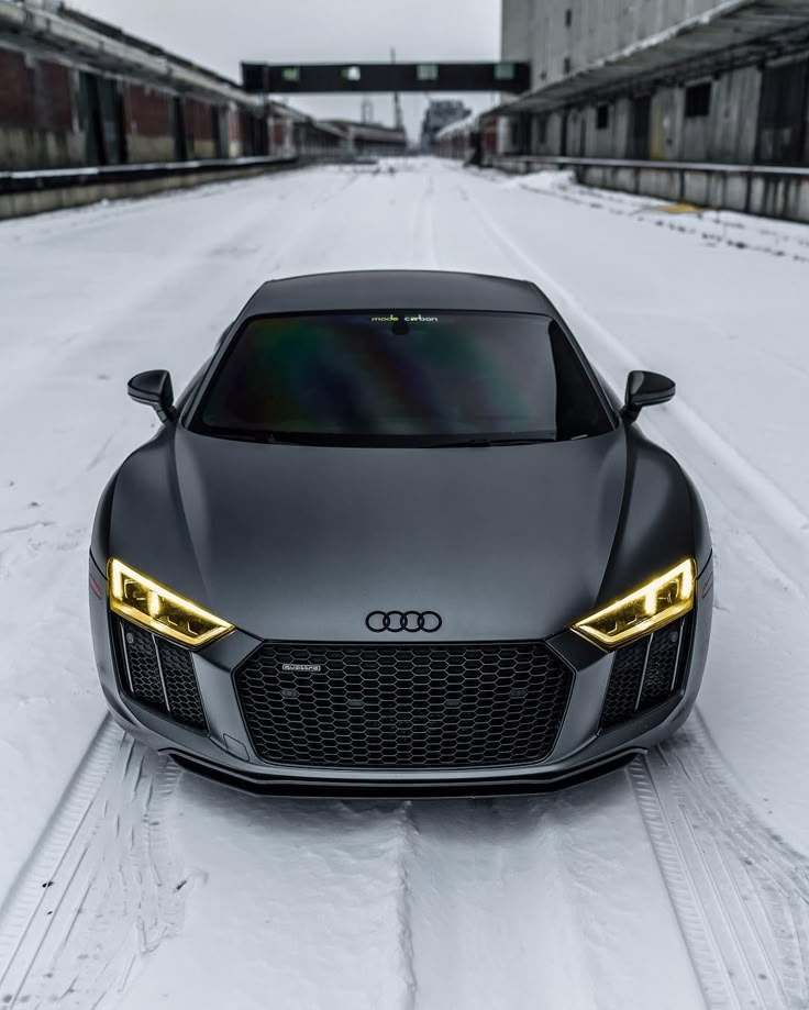 an audi sports car parked in the snow