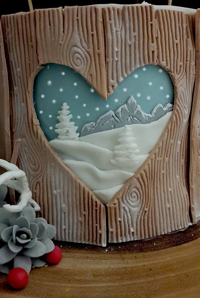 christmas cake wood bear hare snow acorns berries fondant christmas cake wood bear hare snow acorns berries fondant