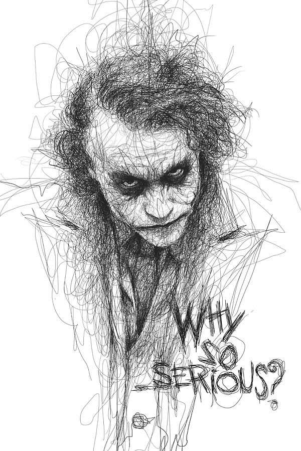 Scribble Sketch Drawing : Classic heath ledger role scribble art pinterest