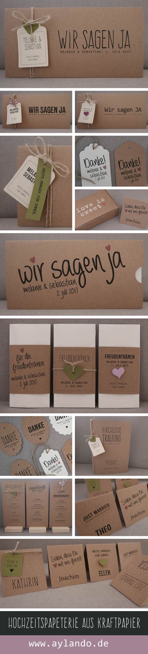 Hochzeitspapeterie aus Kraftpapier Kraft wedding invitation