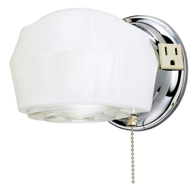 One Light Indoor Wall Fixture With Ground Convenience Outlet And One Light Indoor Wall Fixture With Ground Convenience Outlet And Pull Chain In 2018 10 Lighting Pinterest Fixtures Sconces