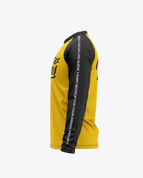 Download Mens Raglan Long Sleeve T-Shirt Side View Jersey Mockup ...