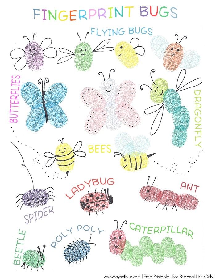 Bugs Fingerprint Art Free Printable Bugs Fingerprint Art Free Printable