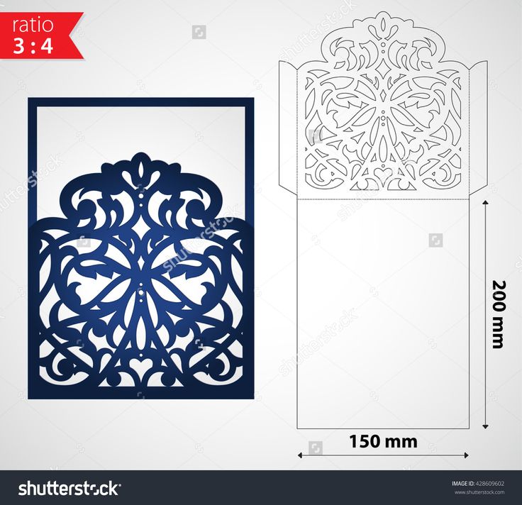 Luxury Laser Cut Wedding Invitation Envelope Template Die Cut Sleeve Envelope Mockup For Laser Cut Templates