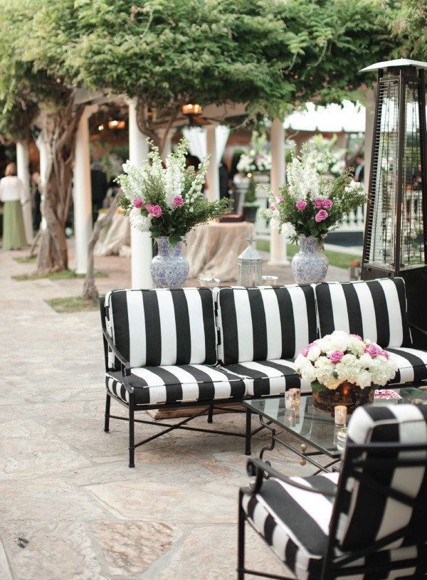64 Best Stripes Images On Pinterest Outdoor Es Backyard Pasadena Wedding From Desi Baytan Photography Striped Couchstriped Cushionsblack White Weddingsstriped Furniturewhite Patio
