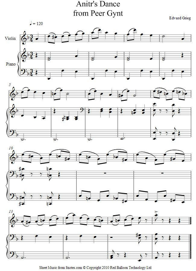 56 best partitions images on Pinterest | Piano, Pianos and Music Grieg - Anitrs dance from Peer Gynt sheet music for Violin