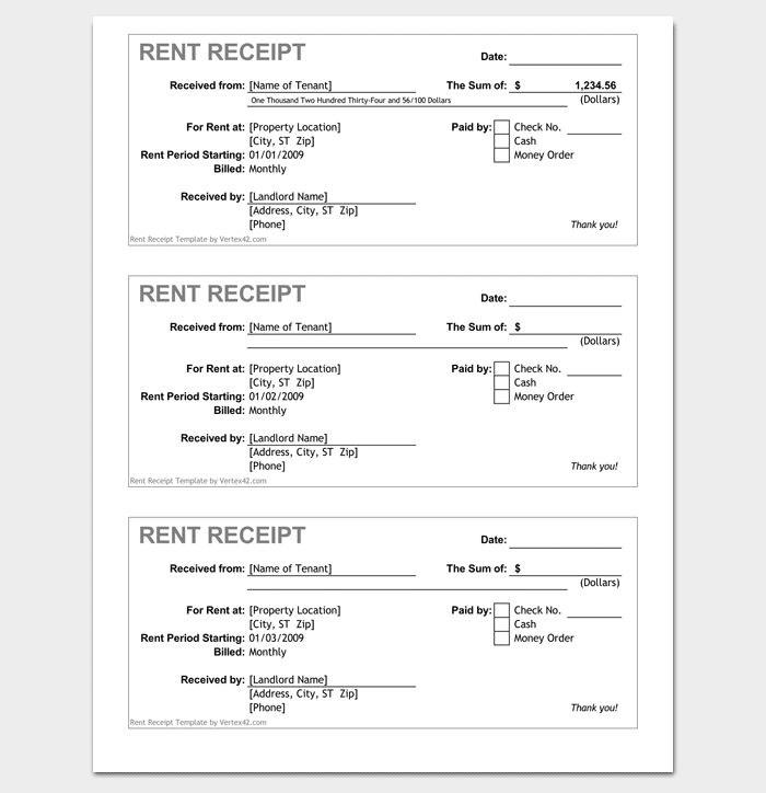 rent receipt template 9 forms for word doc pdf format