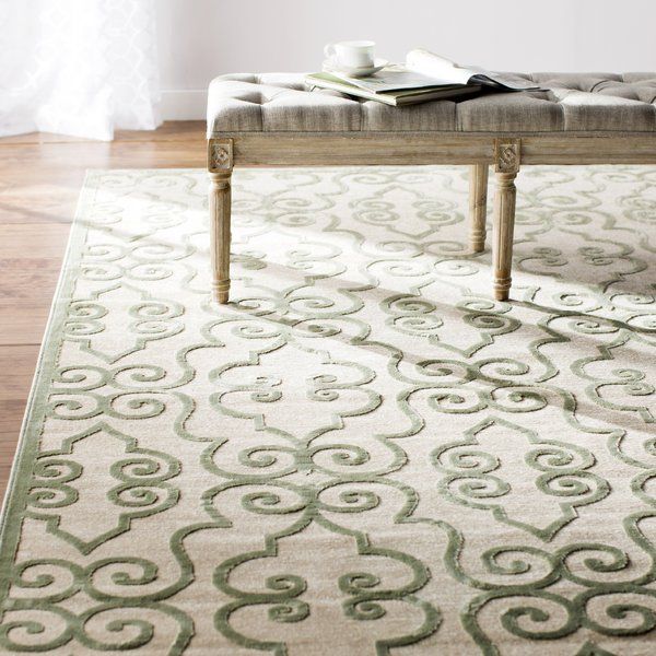 Featuring A Scrollwork Inspired Pattern In A Soothing Gray And White Palette The Robicheaux Cream X2f Light Green Ar Green Area Rugs Area Rugs Cream Area Rug