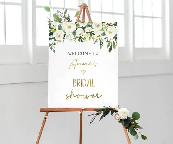Greenery and Gold Sign Printable Sign Bridal Shower Sign Welcome to the Bridal Shower Sign Instant Download Bridal Shower Decor