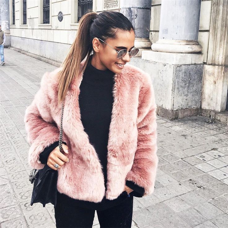 Women Fashion V Neck Solid Color Teddy Coat S 4xl 4e38xu825 Size Pink 10671 In 2022 Faux Fur Cropped Jacket Coats Faux Fur Cropped Jacket, Pink Mink Coat Outfit