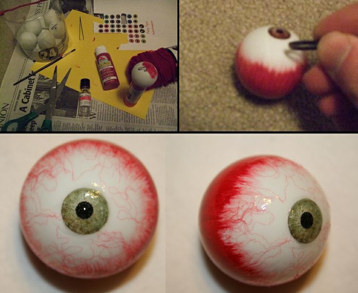 realistic eyeballs created with paint decoupage and yarn fibers applied to ping pong balls - Diy Halloween Projects realistic eyeballs created with paint decoupage and yarn fibers applied to ping pong balls - Diy Halloween Projects