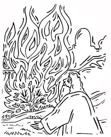 Moses And Burning Bush Coloring Page From Category Select 27237 Printable Crafts Of Cartoons Nature Animals Bible Many More