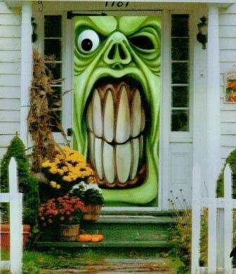 halloween big green monster house front door cover decoration propscary 42x72 - Decorating Front Door For Halloween halloween big green monster house front door cover decoration propscary 42x72 - Decorating Front Door For Halloween
