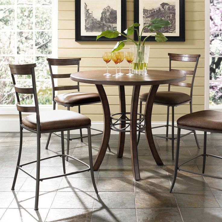 Hillsdale Cameron 5 Piece Counter Height Round Wood Dining Table Set With Ladder Back Chairs Hillsdale Cameron 5 Piece Counter Height Round Wood Dining Table Set With Ladder Back Chairs