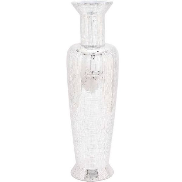 Mirrored Mosaic Polystone And Fiberglass 50 Inches High X 14 Wide Striated Tapered Urn Floor Vase Google Express Decmode Mosaic Vase, Silver Polystone Mirror Mosaic Trumpet Floor Vase