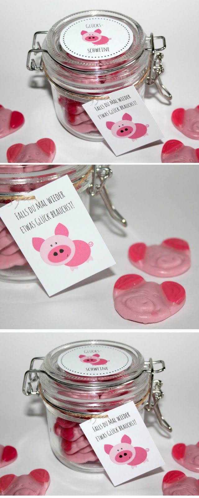 Brauchst du etwas Glück? DIY selbstgemachte Geschenke aus dem Glas - Glücksschweine