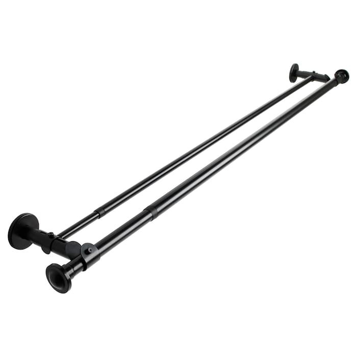Racka Hugad Double Curtain Rod Combination Black Ikea In 2020 Double Rod Curtains Double Curtains Curtain Rods