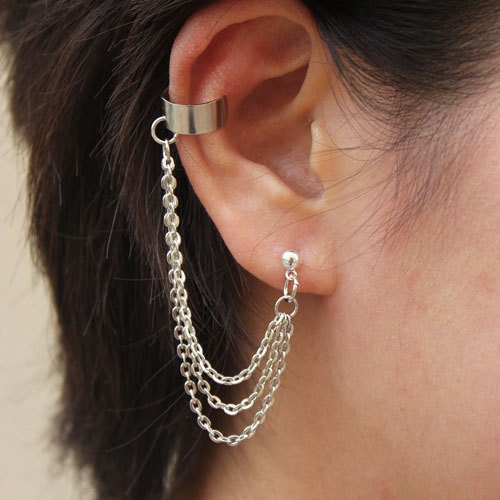 31 Best Chain Cuff Earrings Images On Pinterest Ear Cuffs Triple Strands Chain With Double Piercing Or Earring Cuff
