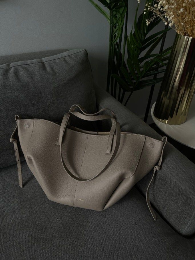 Polène | Bag - Cyme Mini - Taupe Textured Leather