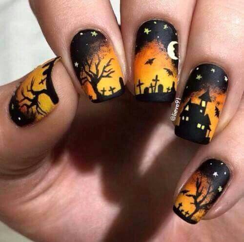 Best 25+ Halloween Nail Designs Ideas On Pinterest Halloween Another Halloween design ☺ This is all hand drawn with acrylic paints. I just used a black nail polish by for the base. Matte Top coat is by - Best 25+ Halloween Nail Designs Ideas On Pinterest Halloween