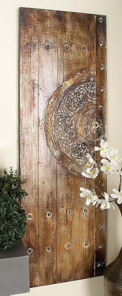 Distressed Rustic Meval Old World Canvas Wood Door Panel Set 2 Distressed Rustic Meval Old World Wood Metal Canvas Door Panel Set 2 Wall Art Unbranded Doorwallpanel