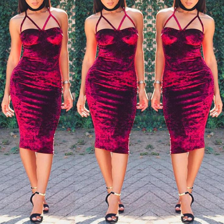 Sexy Spaghetti Strap Wrapped Chest Bodycon Dress Hot Outfits, Spaghetti ...