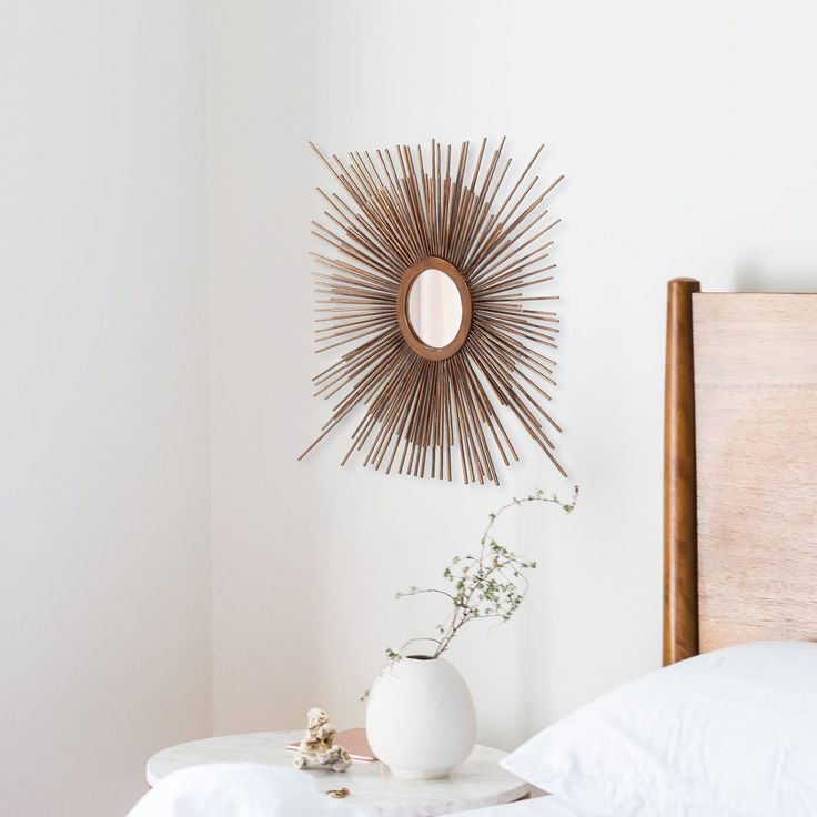 Aster Starburst Mirror Rectangle Square Framed Wall Aster Starburst Mirror Rectangle, Large Round Copper Metal Wire Wall Mirror 63cm X