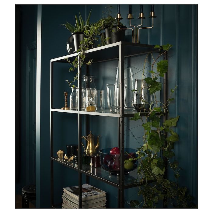 VITTSJÖ Stellingkast zwartbruinglas IKEA | Glass VITTSJÖ Stellingkast zwartbruinglas IKEA | Glass