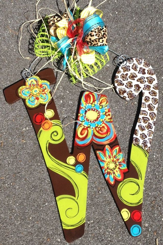 443 best painting letters images on pinterest painted letters monogram letter door hanger