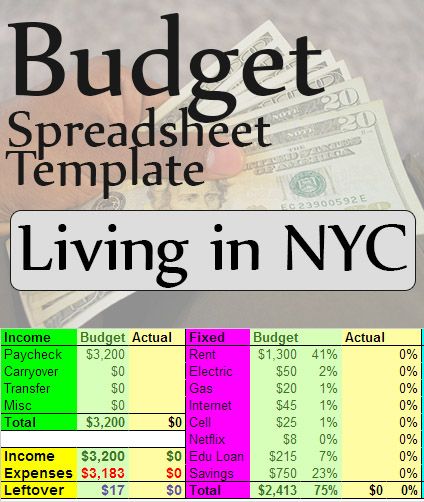 single person budget template