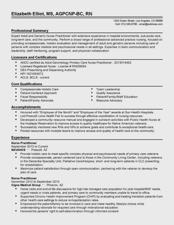 nurse practitioner resume sample