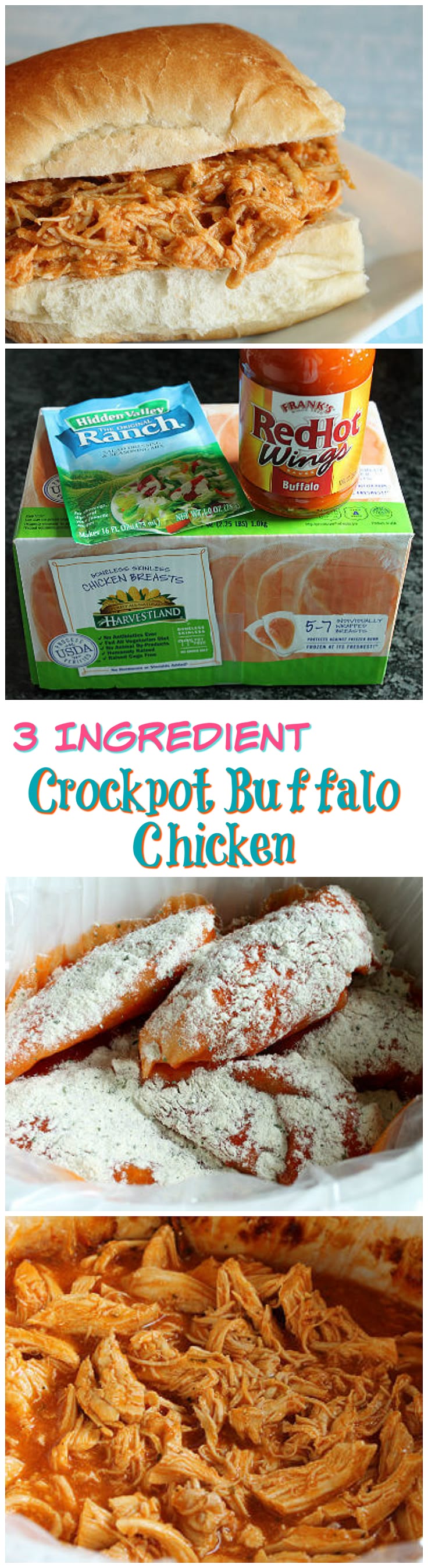 3 Ingredient Crockpot Buffalo Chicken / myfindsonline.com