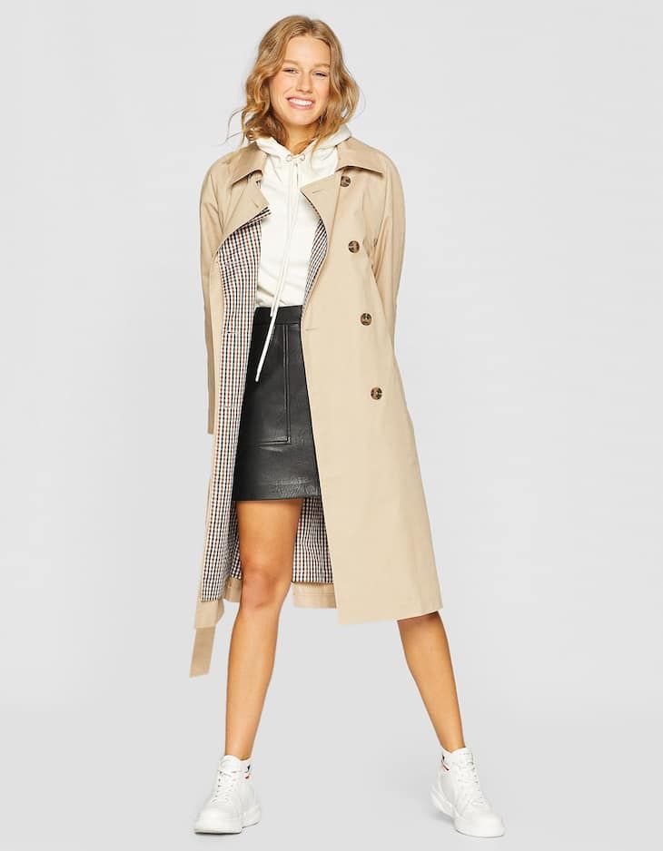 Trench à carreaux dos Manteaux | Stradivarius France Manteau trench laine à carreaux tendance pour homme – URBAN