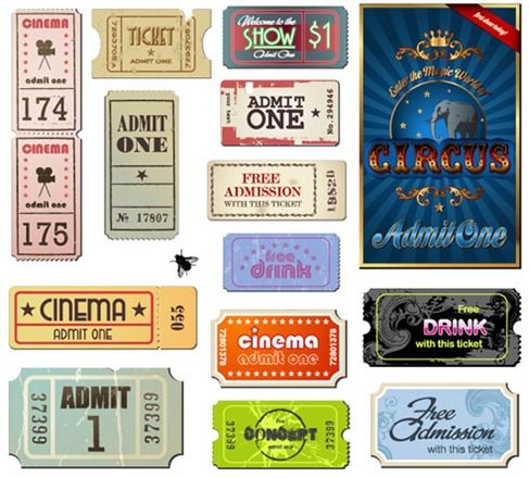 Vintage Movie Ticket Vector Set | Free Vector Graphics | All Free Web Resources for Designer - Web Design Hot!