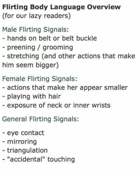 examples of body language flirting Although words and gestures may be indicators of body language flirting, the actions of legs and feet are much more reliable. examples of body language flirting Although words and gestures may be indicators of body language flirting, the actions of legs and feet are much more reliable.