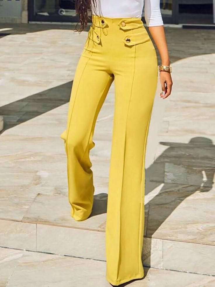 Pantalones De Las Mujeres De La Moda De Cintura Alta De La C Pantalones De Las Mujeres De La Moda De Cintura Alta De La C