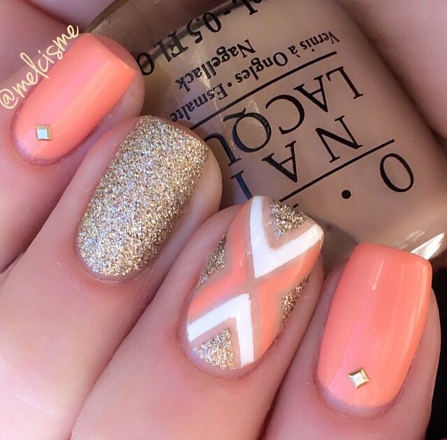 Best 20+ Salmon Nails Ideas On Pinterest Peach Colored Nails Goregeous nail design from Don't you just love the tape design? Colors are bonitacolors “Hostess with the mostess” opi_products “Samoan Sand” ... - Best 20+ Salmon Nails Ideas On Pinterest Peach Colored Nails