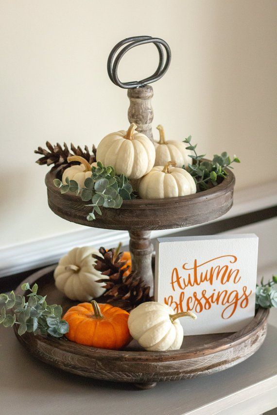 super Herbst Geschenke-Tiered Tablett Zeichen-Herbst Tisch Dekor-Herbst Home Decor-Herbst Segen-Tiered Tablett Herbst Dekor-Einweihungsparty Geschenk-Thanksgiving-Dekor