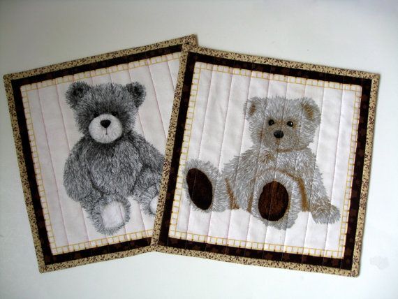 Bears Set of Two Table Mats Quilted Placemats