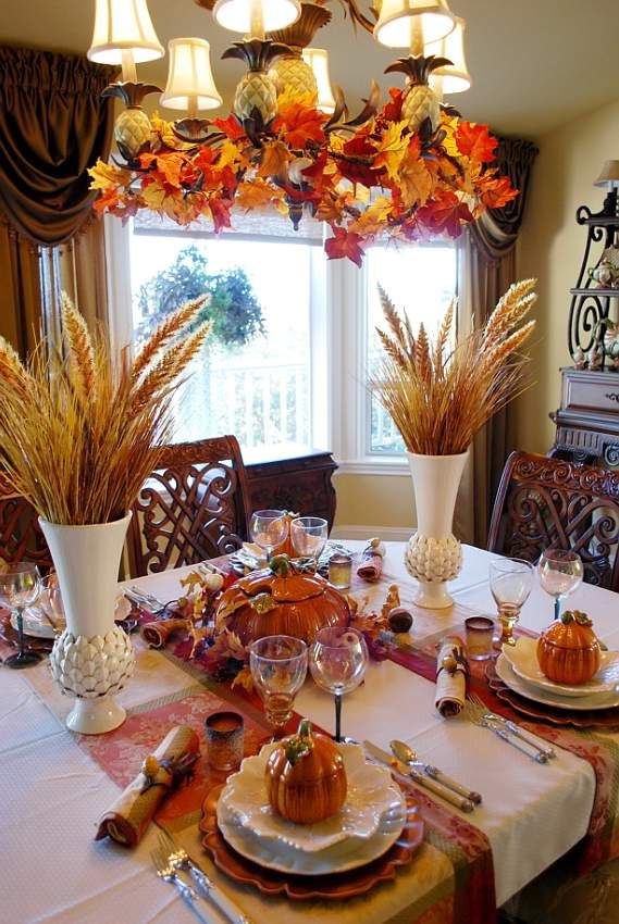 beautiful wheat centerpiece with pumpkin tureens fall table settingshalloween - Halloween Place Settings beautiful wheat centerpiece with pumpkin tureens fall table settingshalloween - Halloween Place Settings