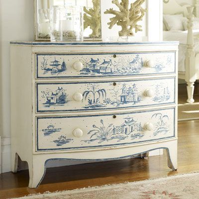 white blue painted furniture blue white like delft striped